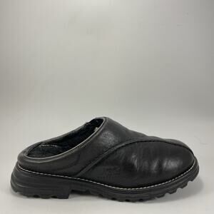 UGG Midtown 5348 Leather Shearling Lined Slip On Clog Mules Womens Size 6 Black